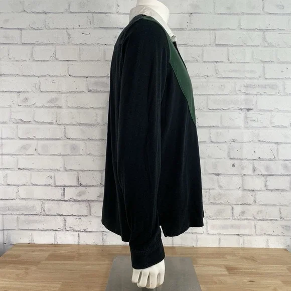 Polo Ralph Lauren Shirt Men's Large Rugby Polo Long Sleeve Crest Black Pocket - Picture 8 of 13